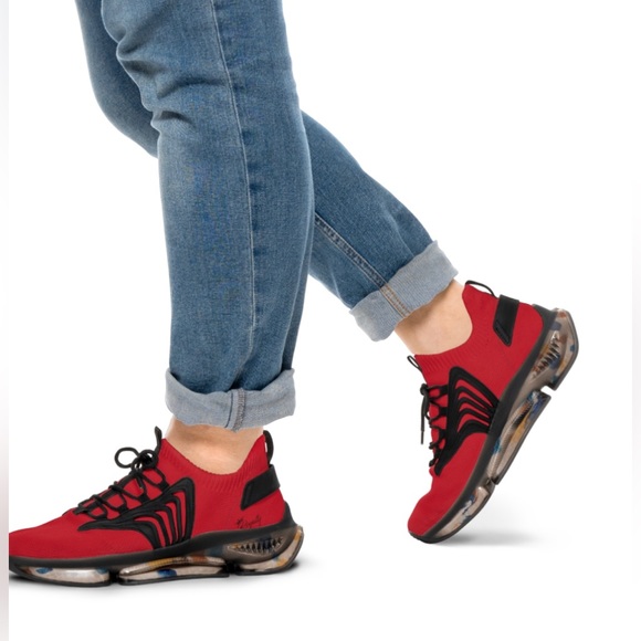 “ROYALTY RED/BLACK” Custom DESIGNED Ladies Mesh Sneakers